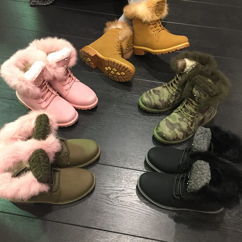 Chaussures montantes à lacets & fourrées noires