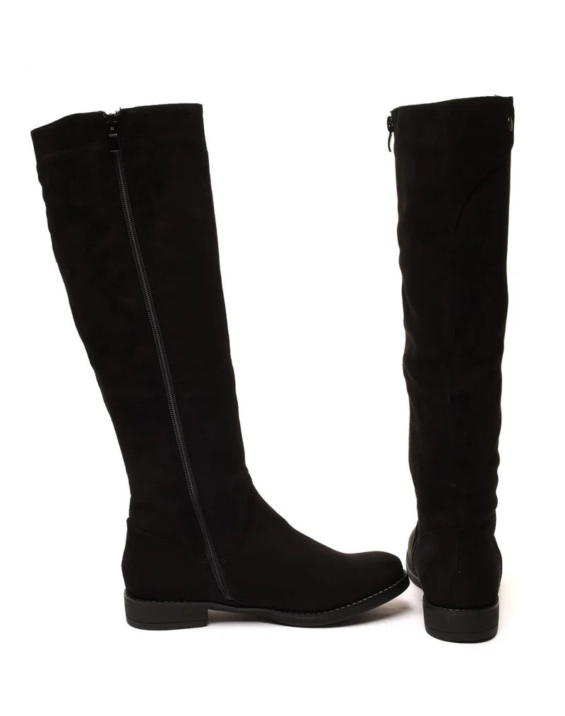 Bottes plates noires en suédine