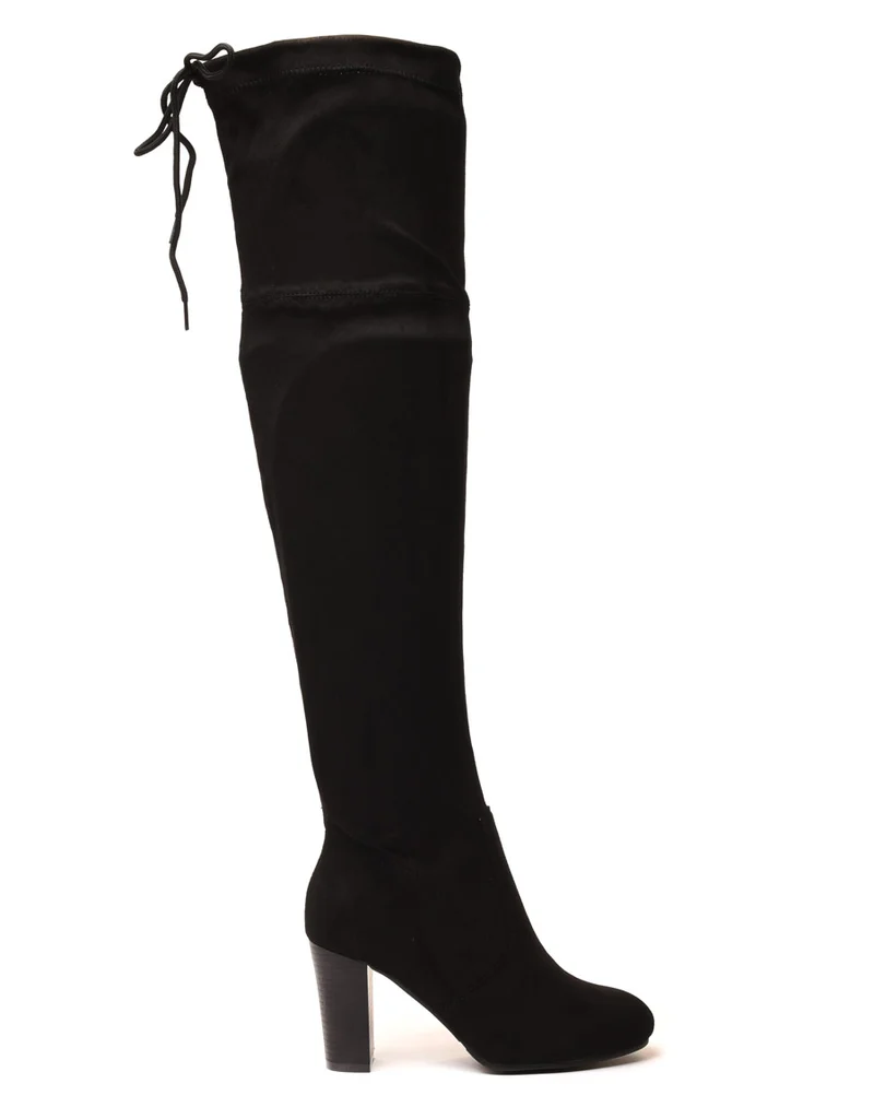 Cuissardes en suédine à talons noires
