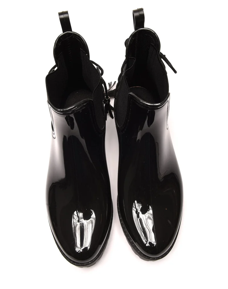 Bottines de pluie noires avec lacet