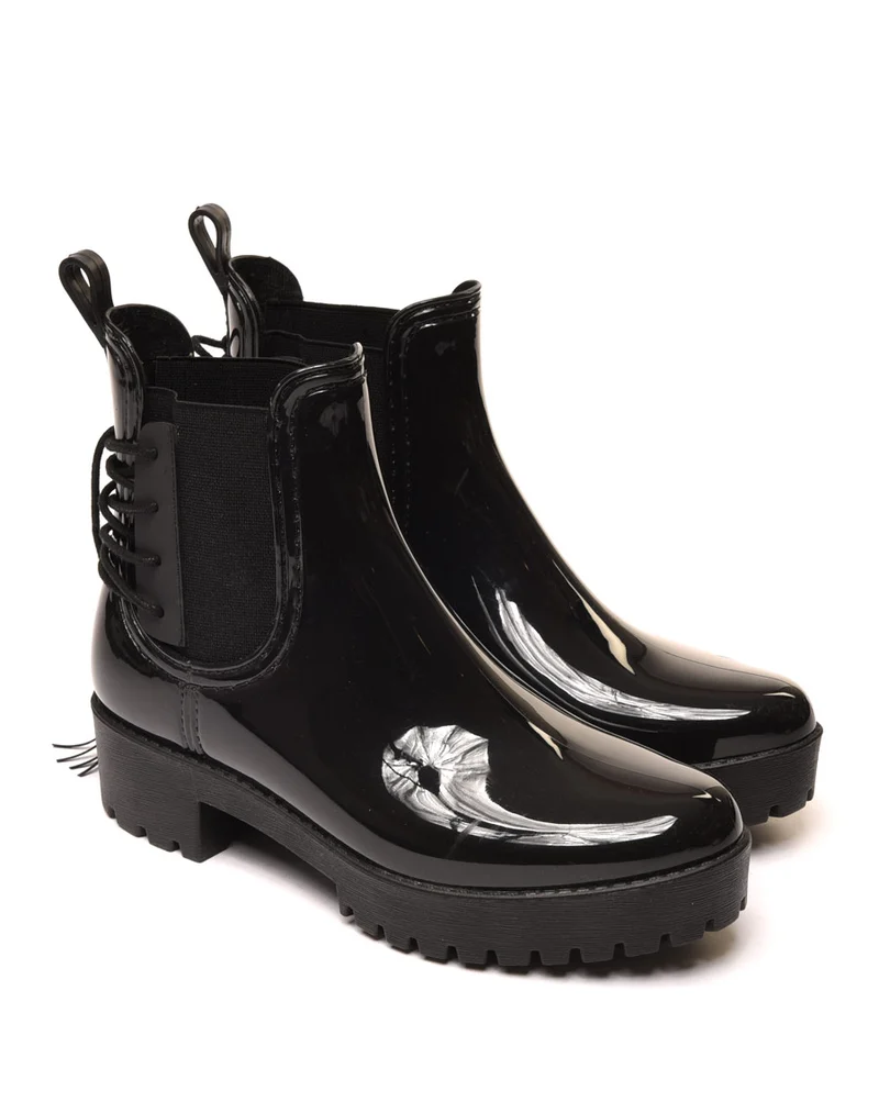 Bottines de pluie noires avec lacet