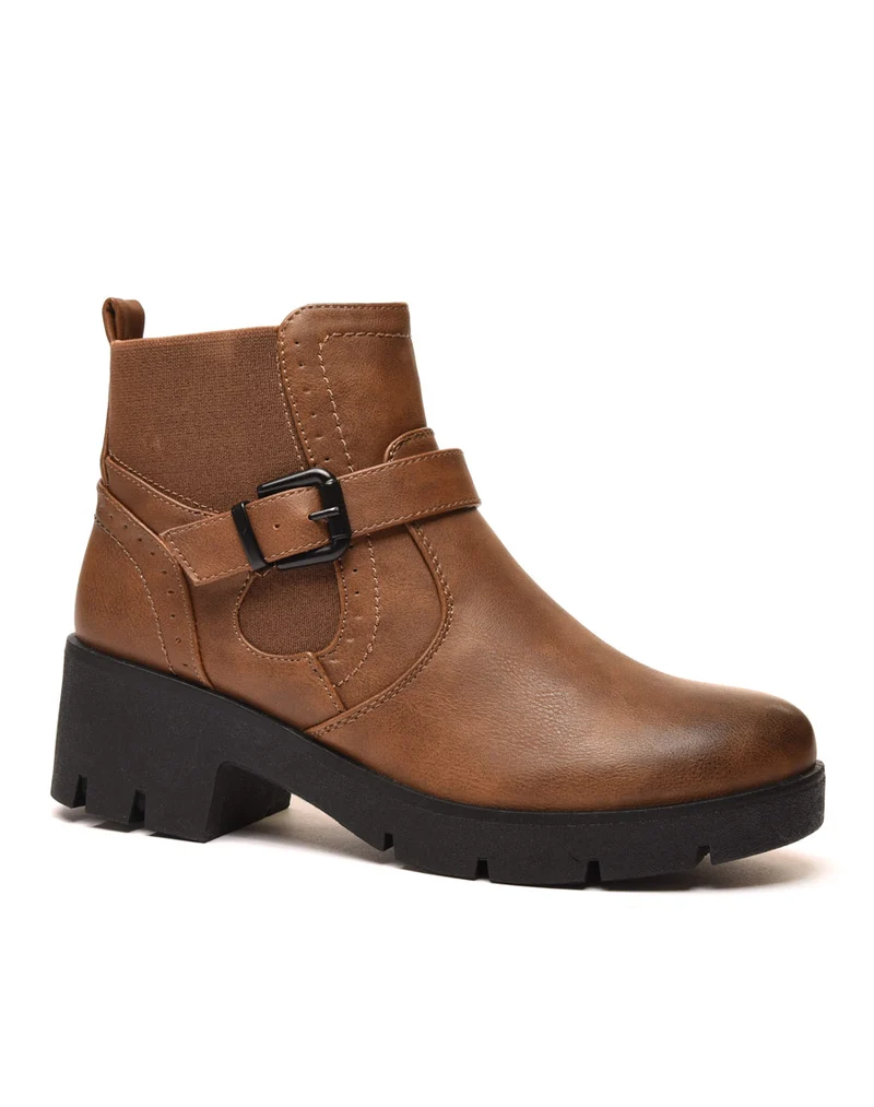 Bottines camel à détails décoratifs