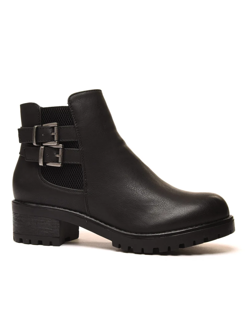 Bottines plates noires avec élastique