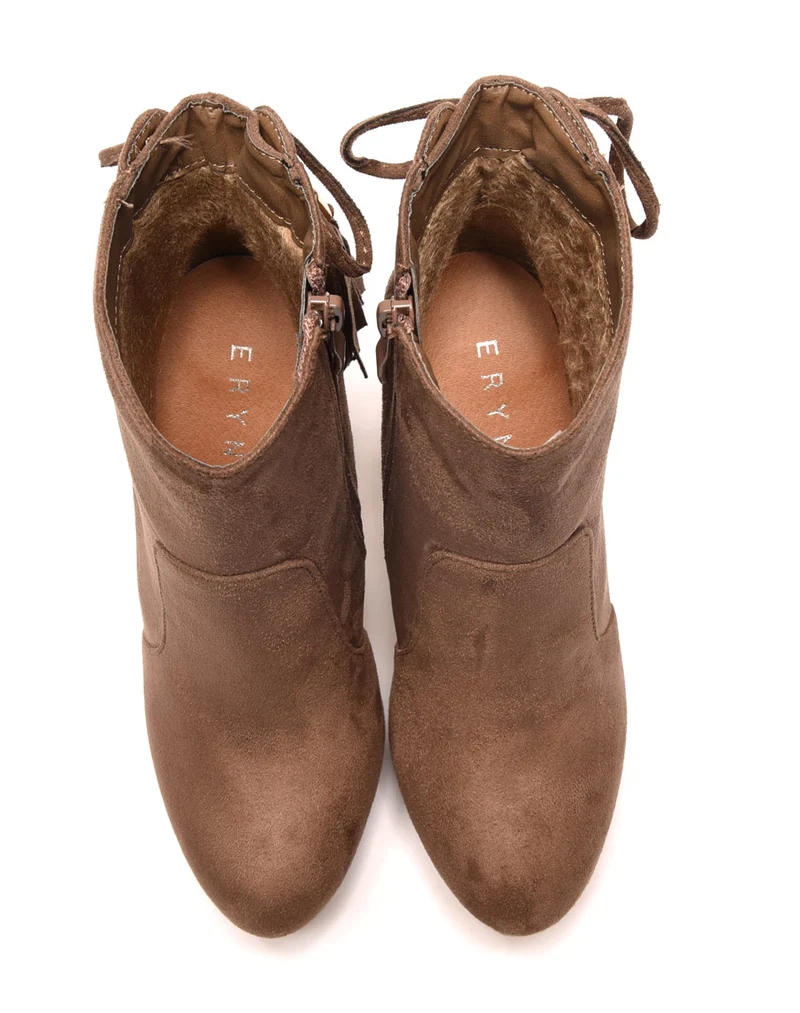 Bottines taupes à talons hauts et plateforme