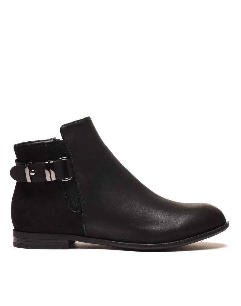Boots plates noires bi-matières avec sangle