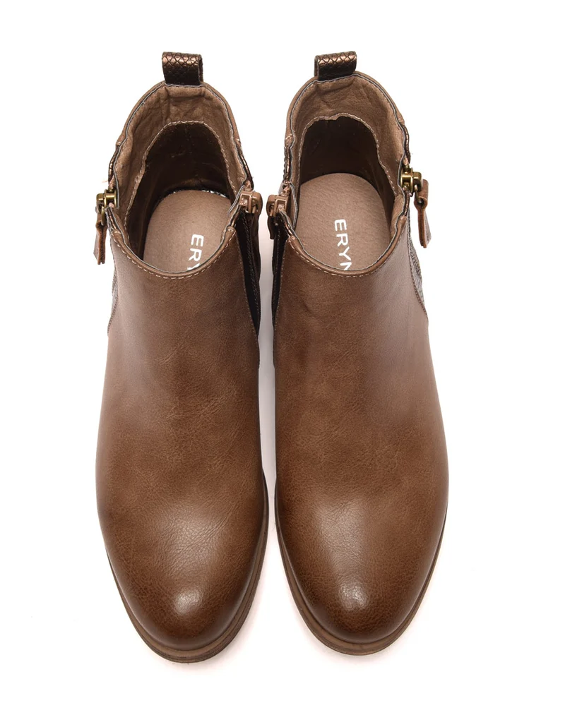 Bottines plates taupes avec motifs python