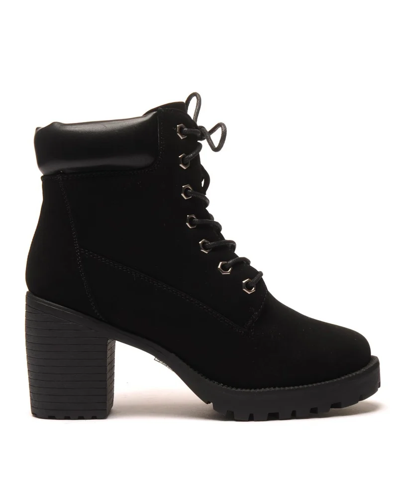 Bottine noire talon à lacets