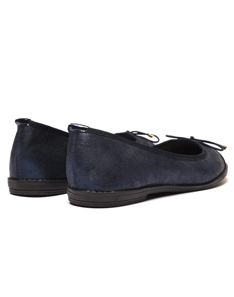 Ballerines bleues marine effet brillant et bout métallisé