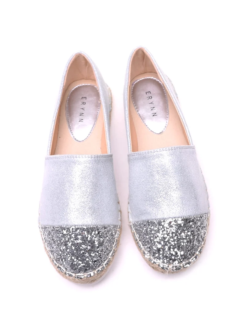 Espadrilles argentées pailletées