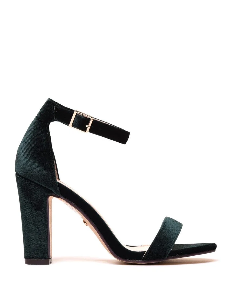 Sandales en velours vertes à talons