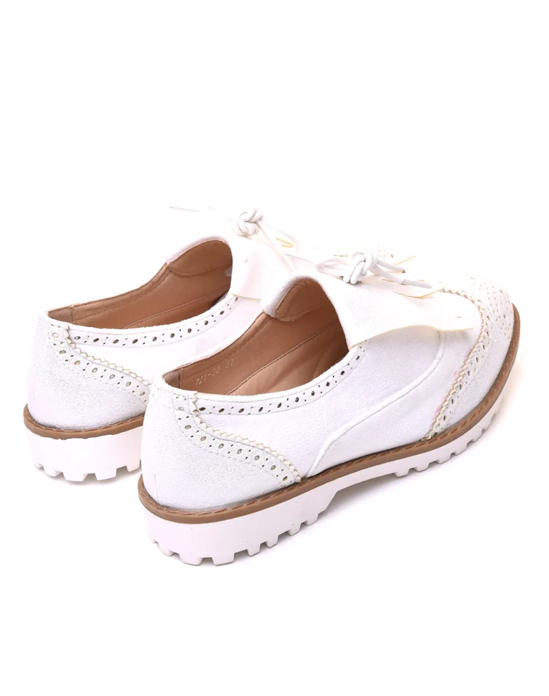 Derbies bi matières blanches à franges