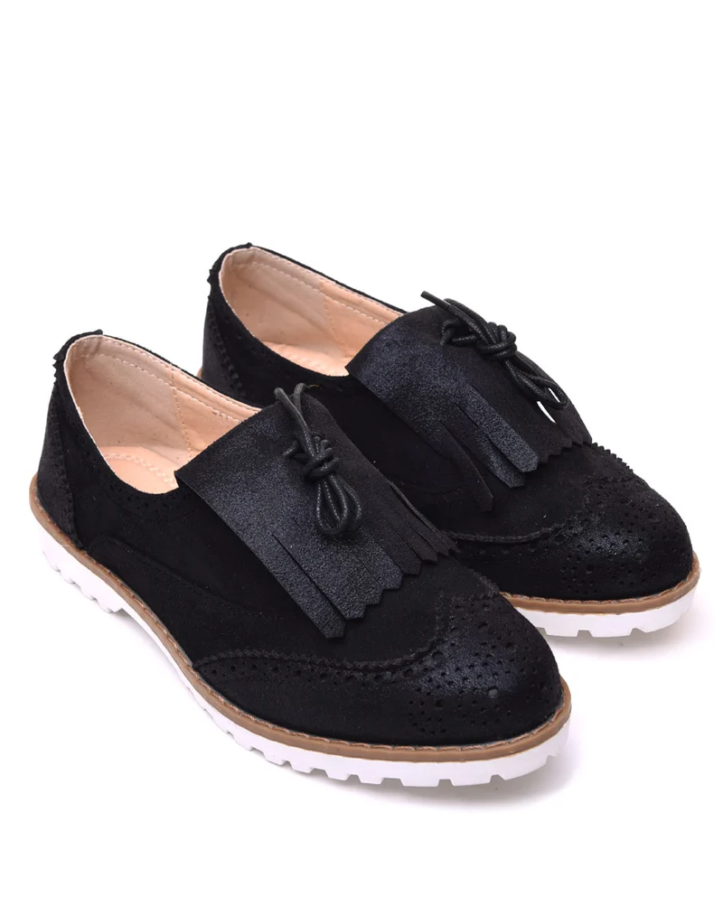 Derbies bi matières noires à franges