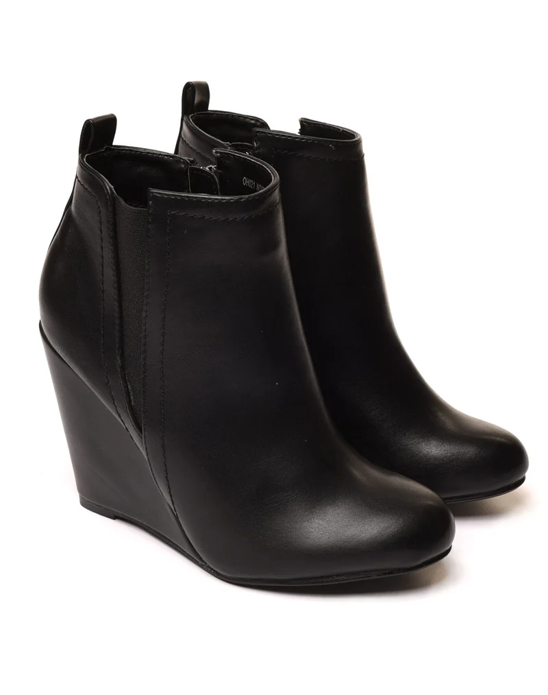 Bottines compensées noires minimalistes
