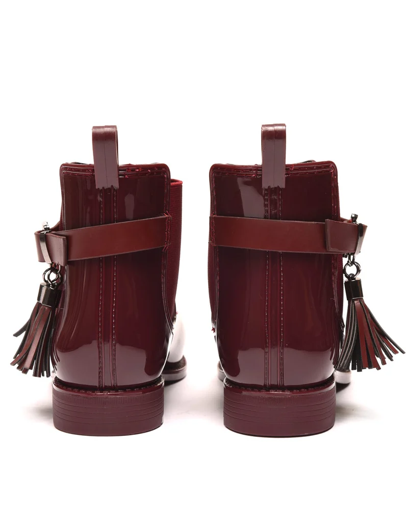 Bottines de pluie bordeaux avec lanière