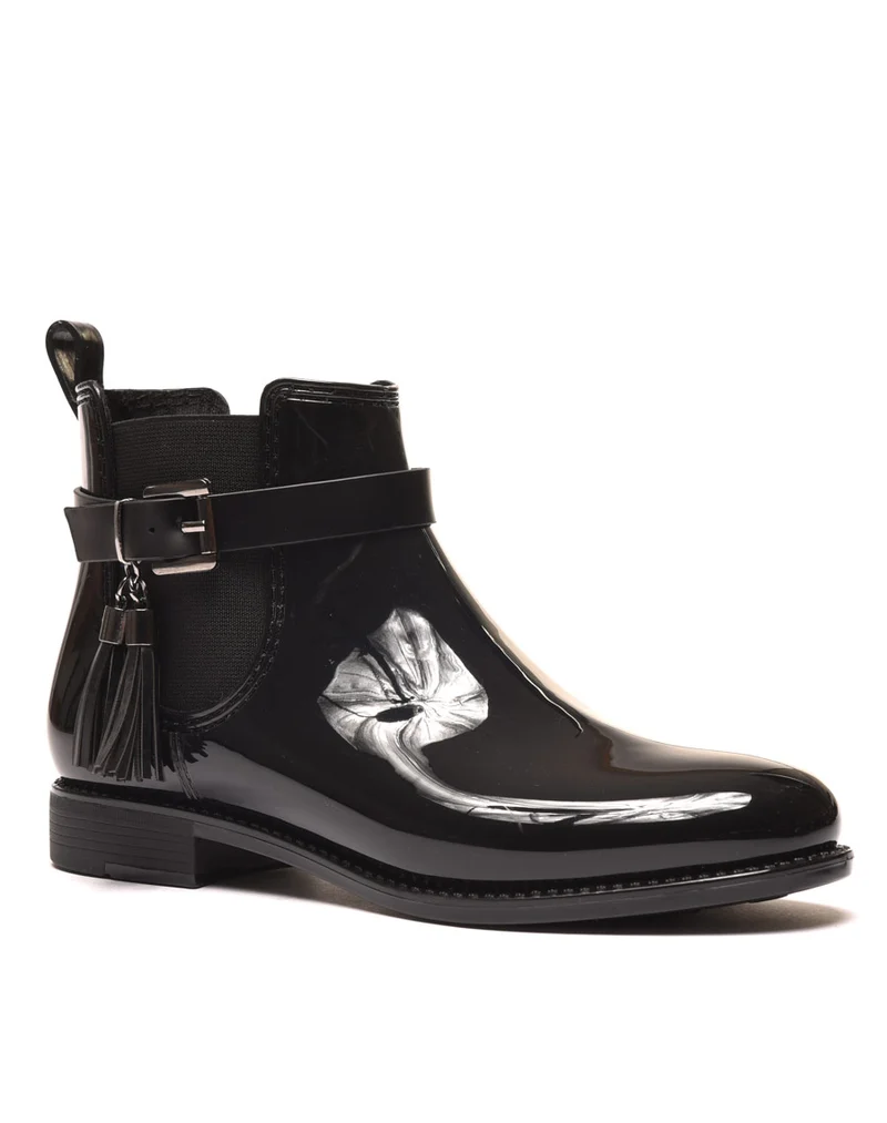 Bottines de pluie noires avec lanière