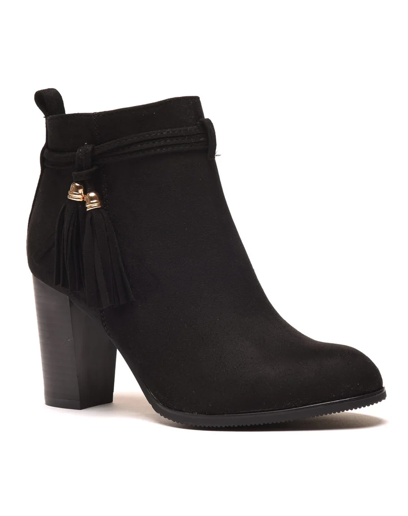 Bottines noires à talons & fines lanières