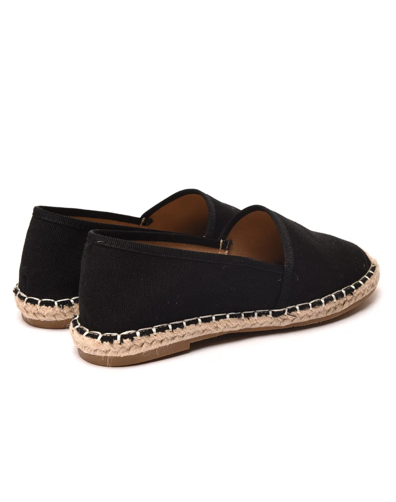 Espadrilles noires bout et semelle tressés