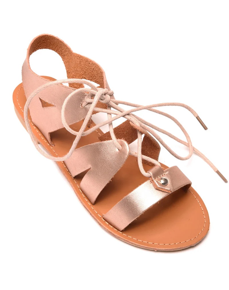 Nu-pieds champagne à lacet