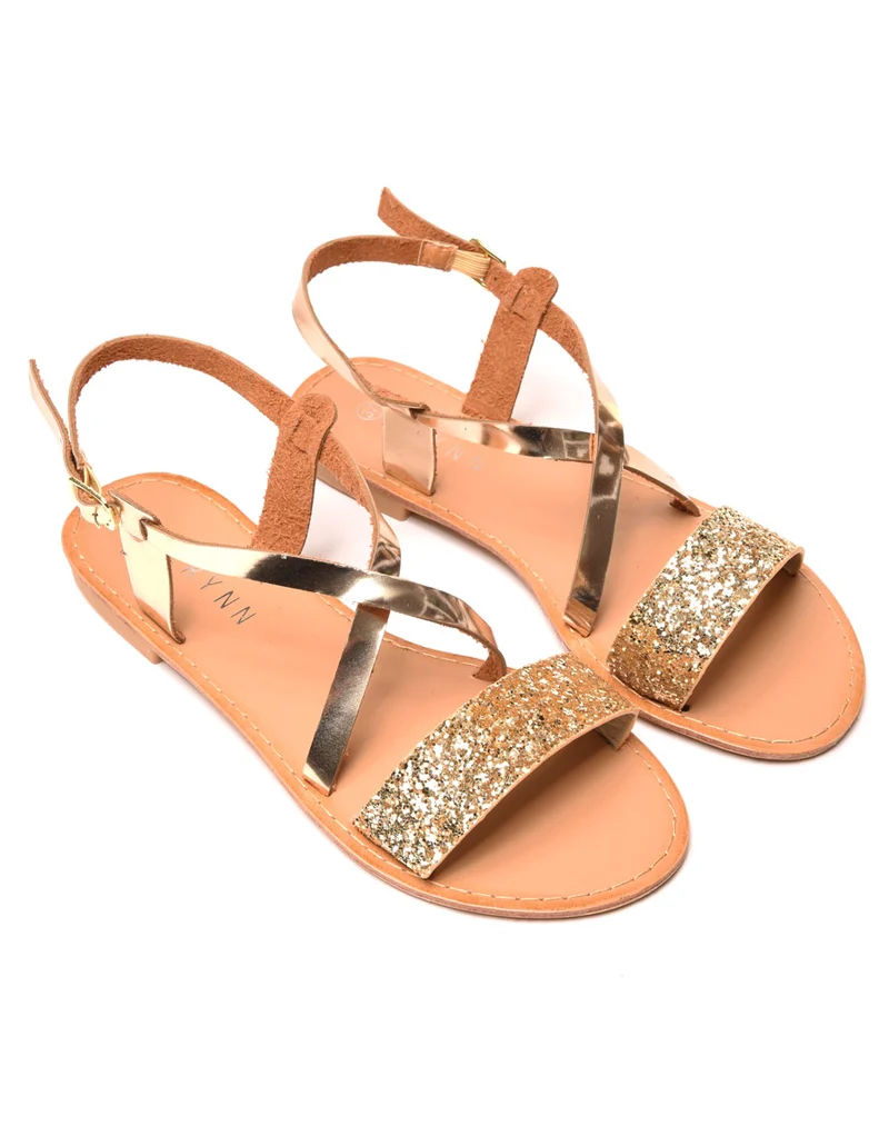 Nu-pieds doré pailleté