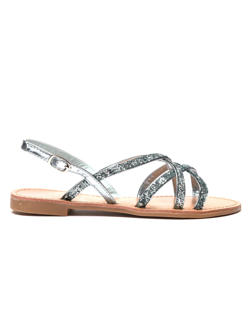 Nu-pied pailleté à bride bleu