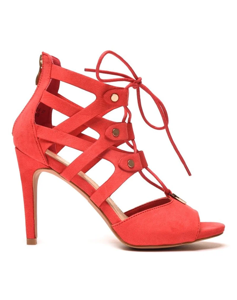 Escarpin rouge à lacet