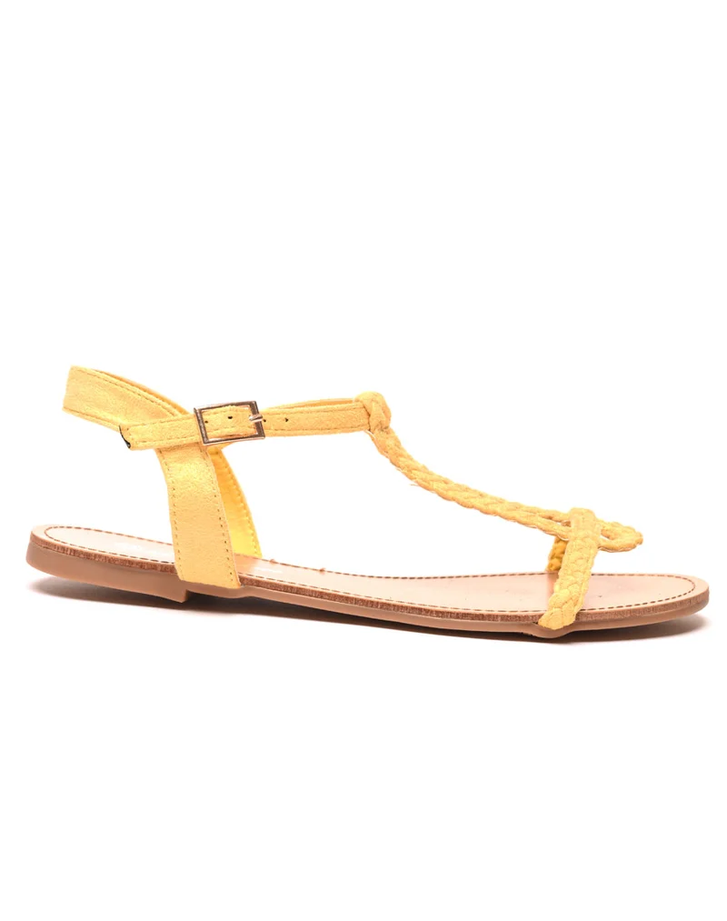 Sandale/nu pieds tressé jaune