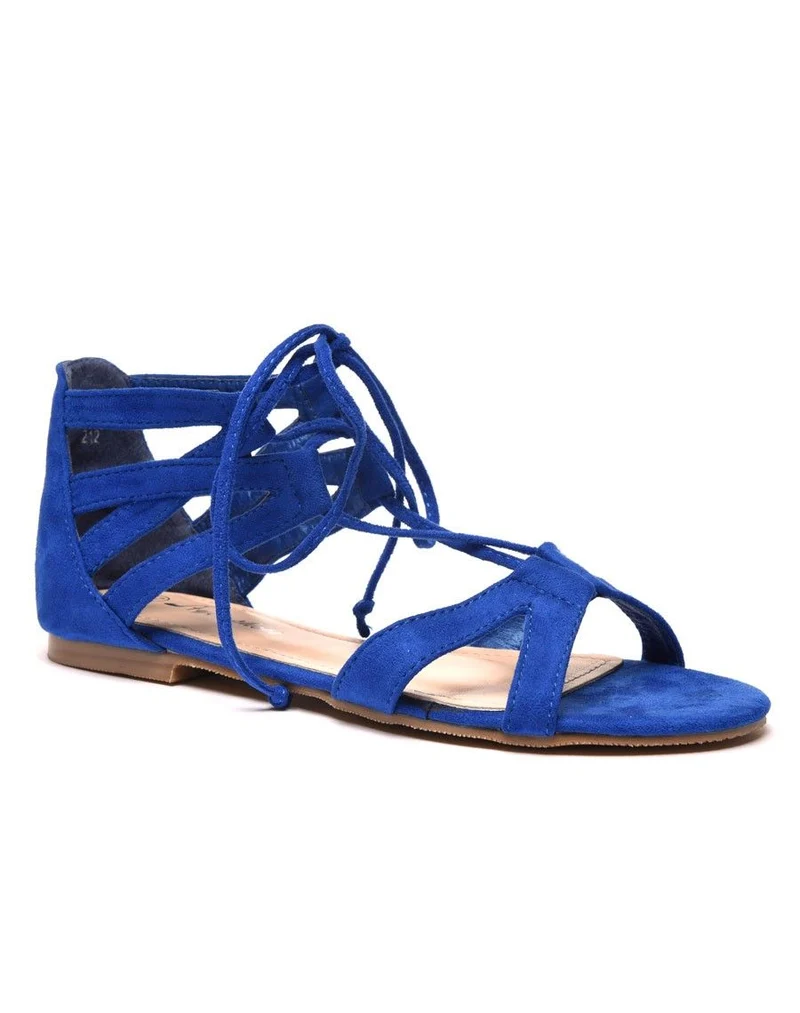 Sandale bleu effet suédine