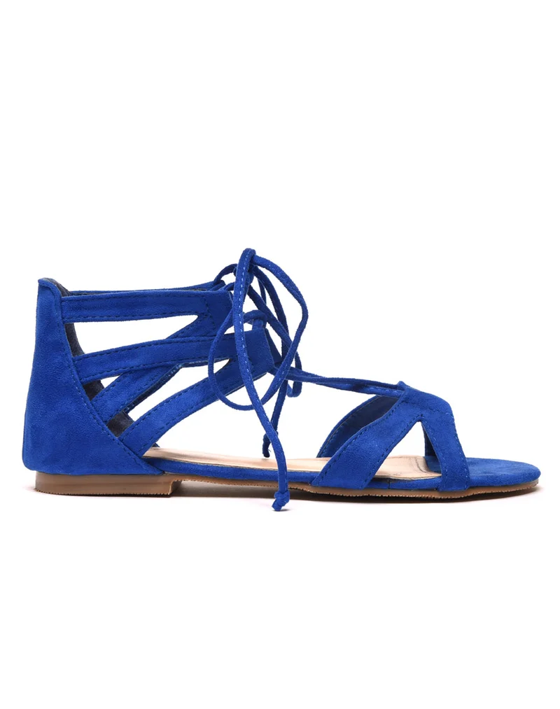 Sandale bleu effet suédine