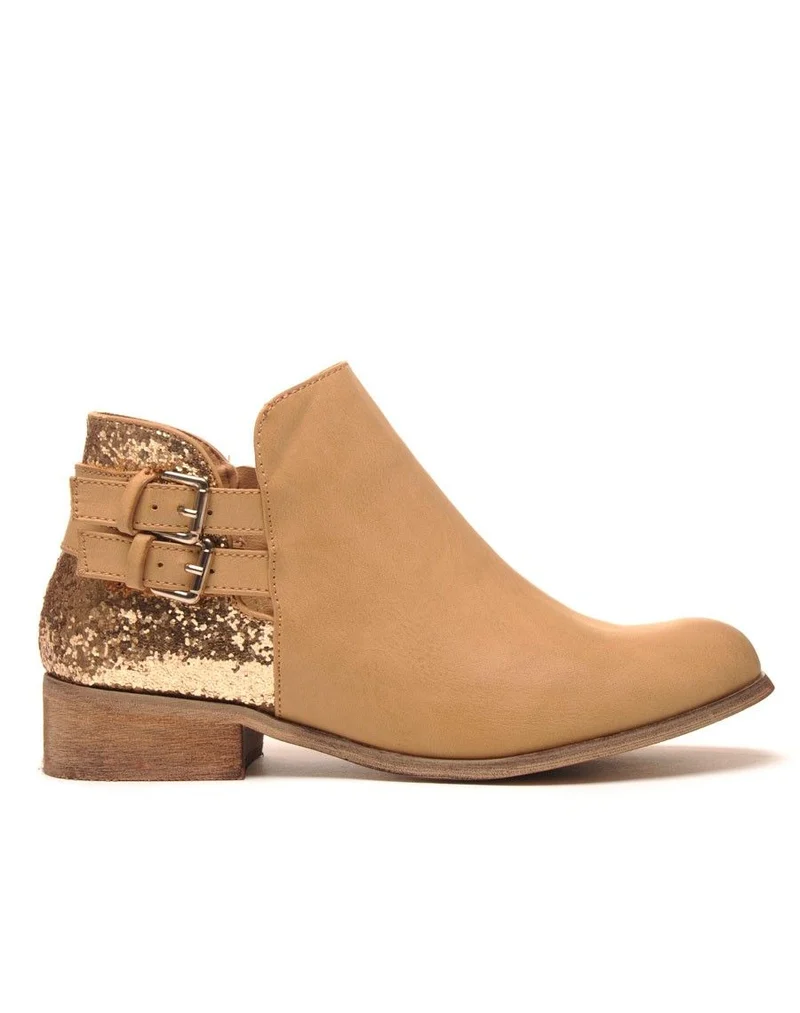 Original low boots camel pailleté