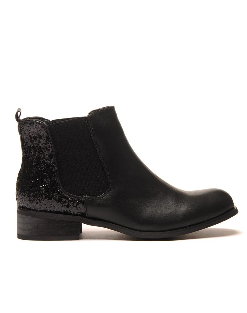 Chelsea boots noire pailletées court