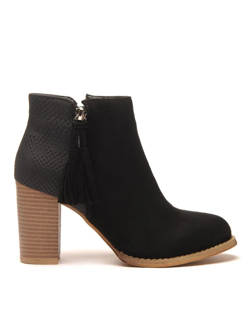 Bottines noires bi-matière détail pampille