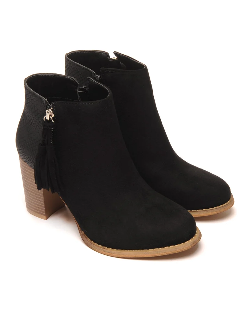 Bottines noires bi-matière détail pampille