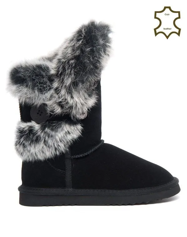 Botte neige Sinly Shoes noir doublure fourrure