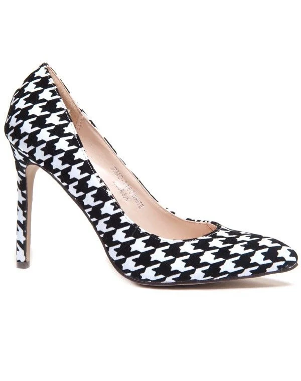Escarpin blanc avec motif pied de poule