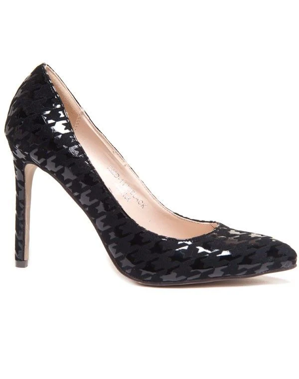 Escarpin noir avec motif pied de poule