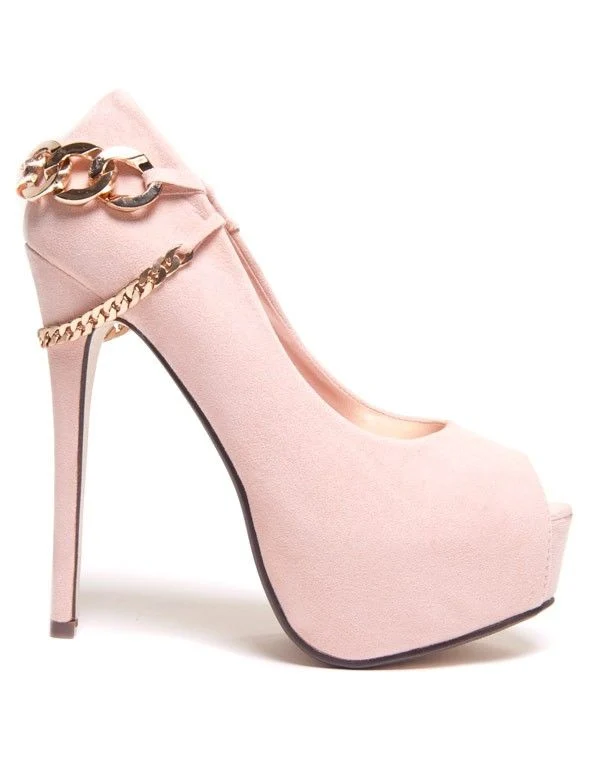 Chaussure femme Ideal: Escarpins rose avec chaine