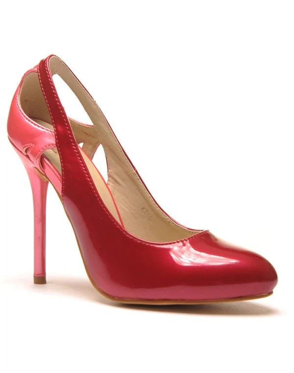 Escarpins satinés bicolores framboise et rose à hauts talons