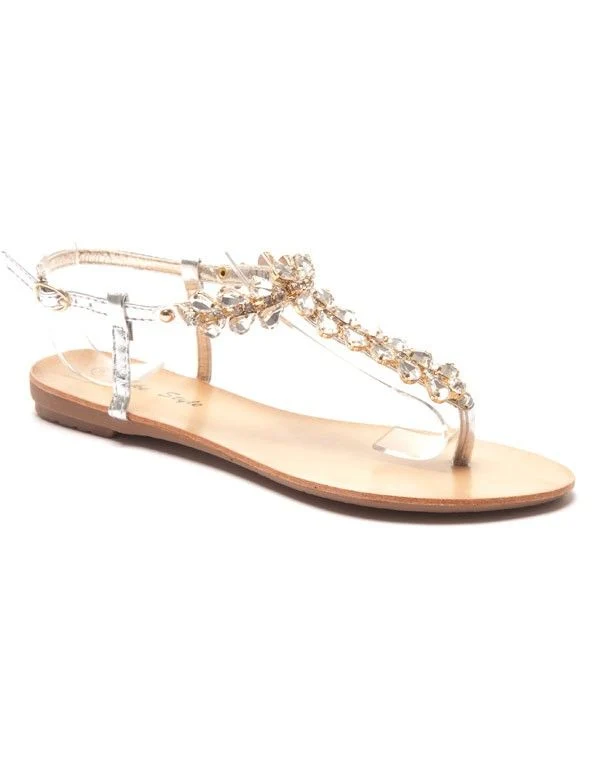 Sandale argent avec strass