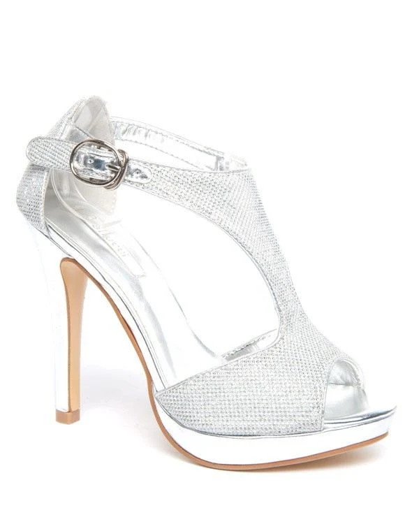Escarpin argent Bellucci à bride et talon aiguille
