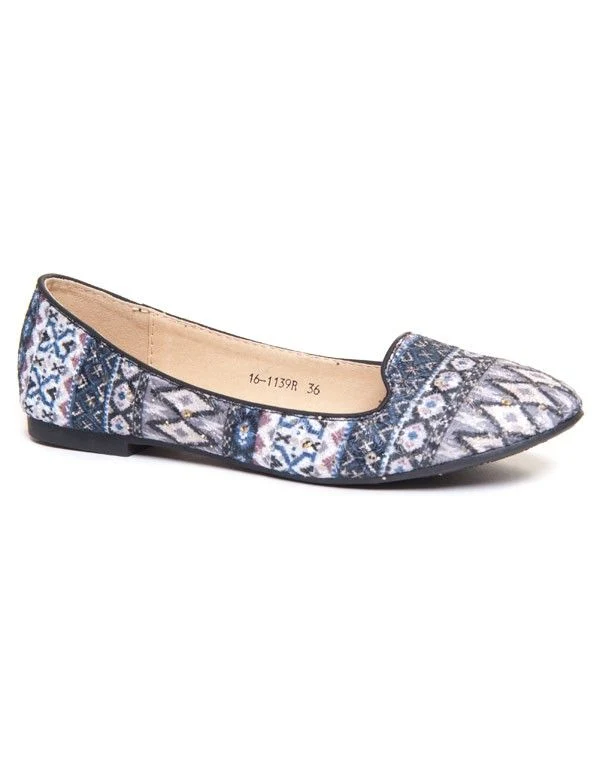 Chaussure femme Belluci: Ballerines noires aztèques