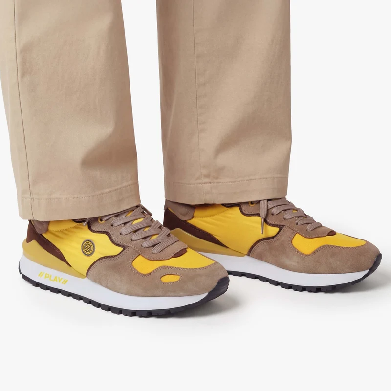 Sneakers Praloup jaune kaki et marron
