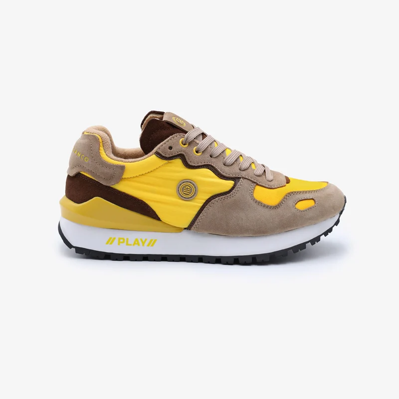 Sneakers Praloup jaune kaki et marron