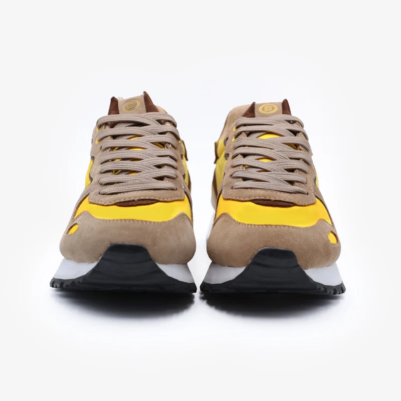 Sneakers Praloup jaune kaki et marron