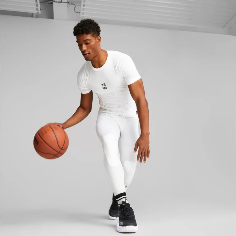 T-shirt de Compression Puma Hoops Team Baselayer Blanc