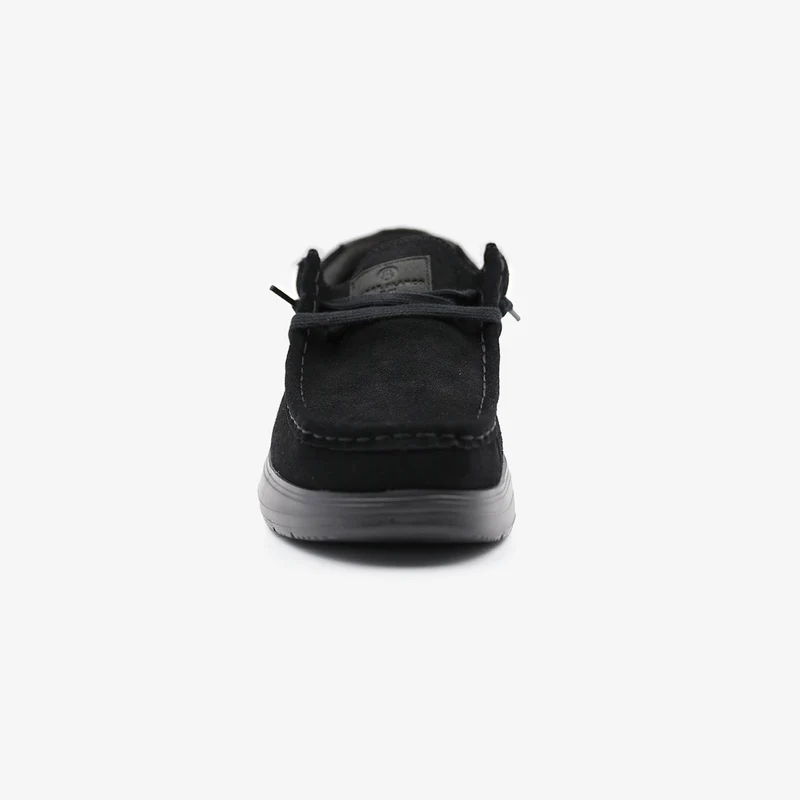Chaussure bateau Saint‑Jean nubuck noir