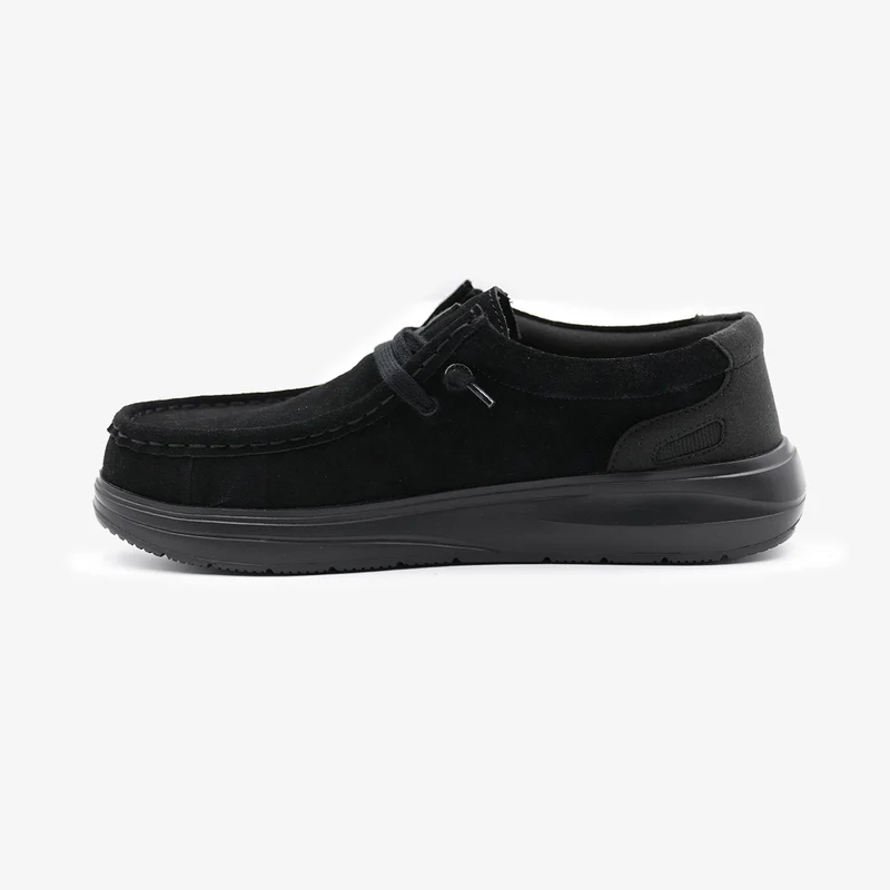 Chaussure bateau Saint‑Jean nubuck noir