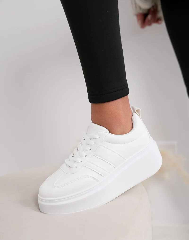 Basket femme blanche tendance avec plateforme épaisse