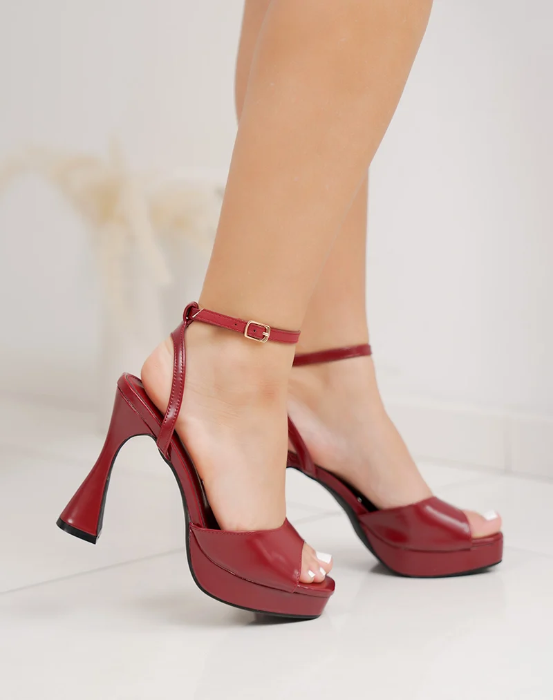 Sandales femme bordeaux à plateforme tendance et talon épais