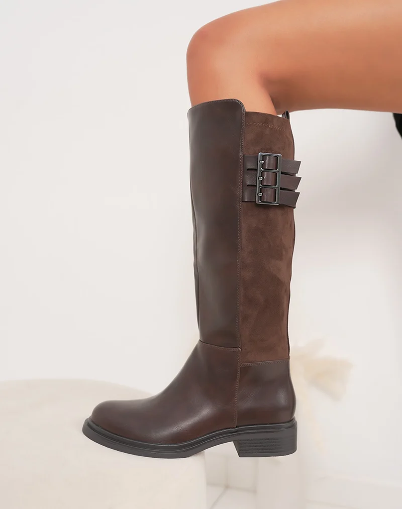 Bottes marrons plates bi-matière