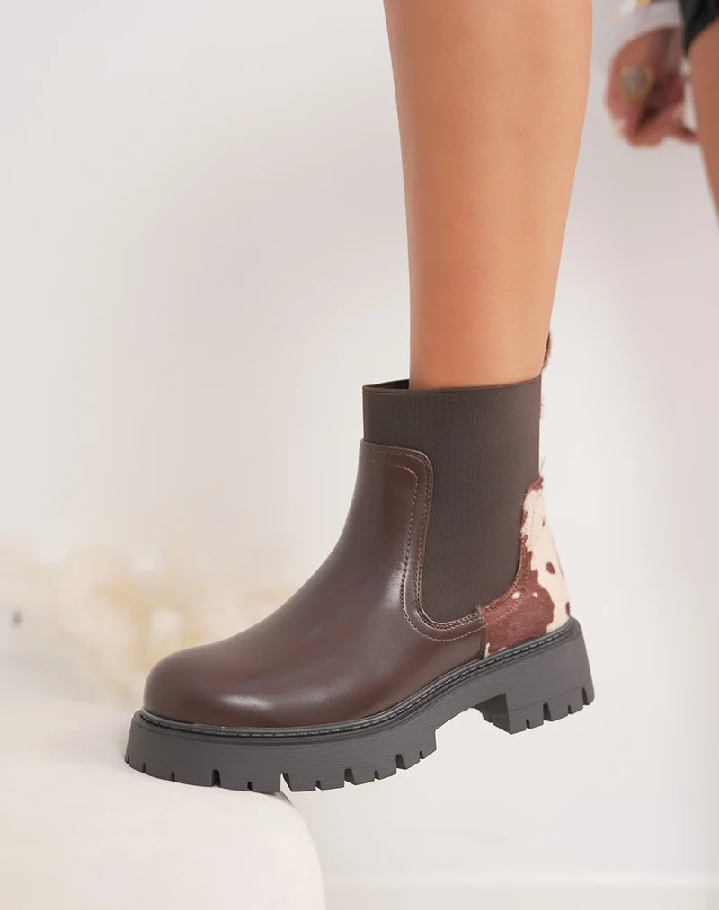 Bottines Chelsea marron – Détail vachette – Semelle crantée